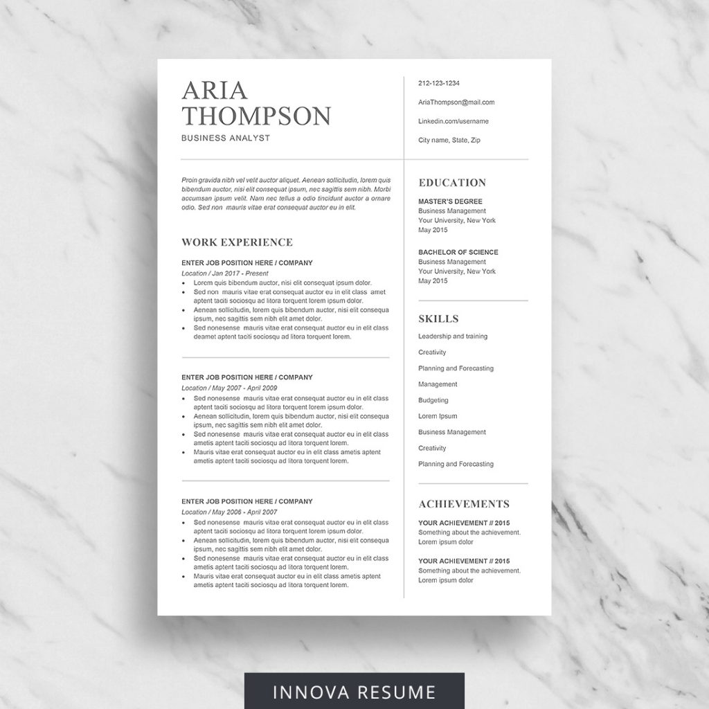 Buy Resume Templates For Microsoft Word - Innova Resume 