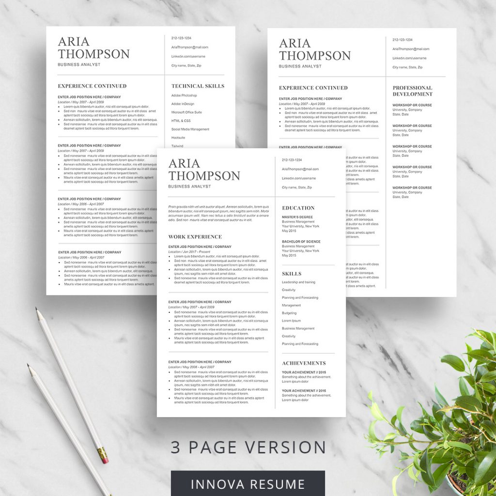 Minimalist Resume Template - Innova Resume | Modern Resume Templates