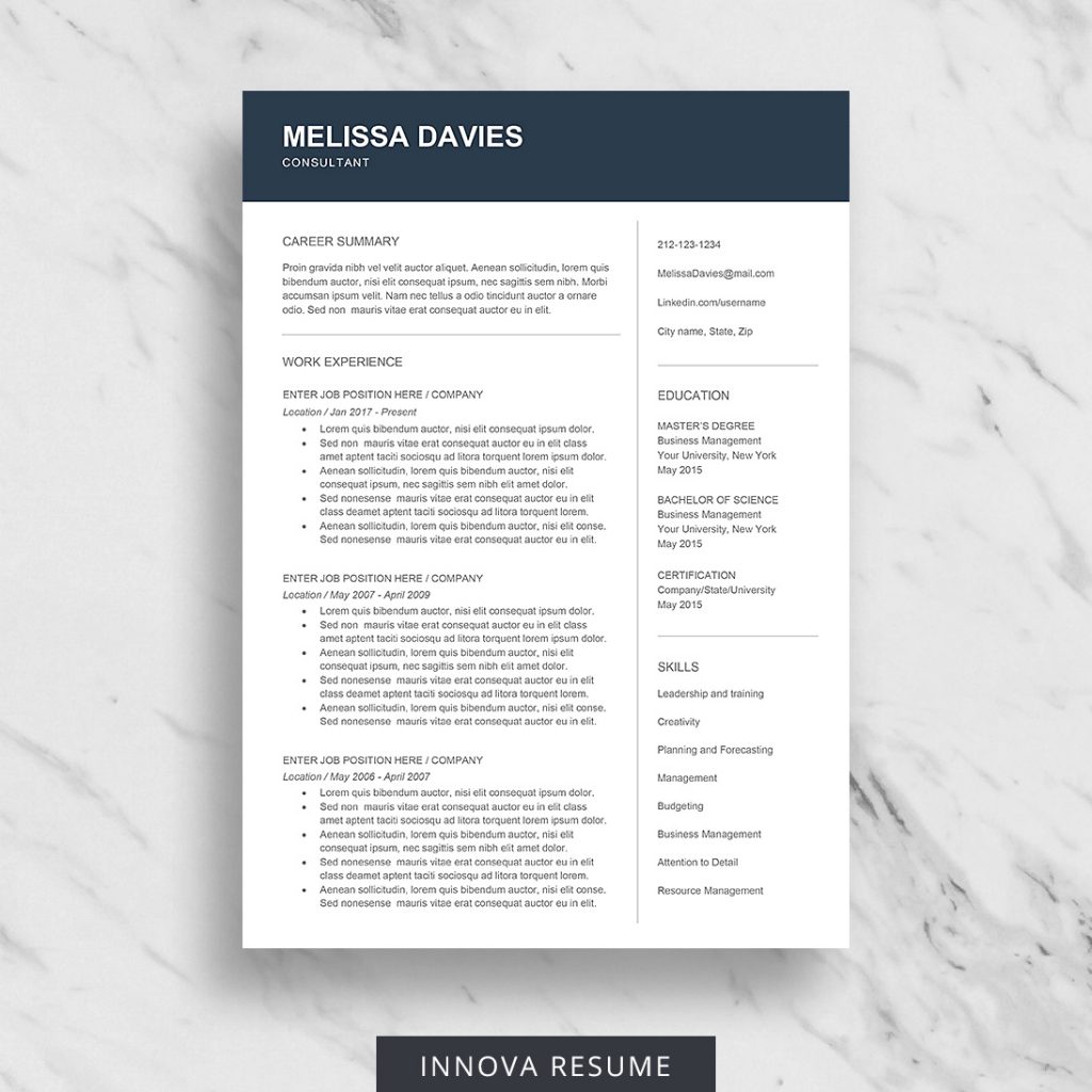 ATS Conscious Resume Template - Innova Resume | Modern Resume Templates