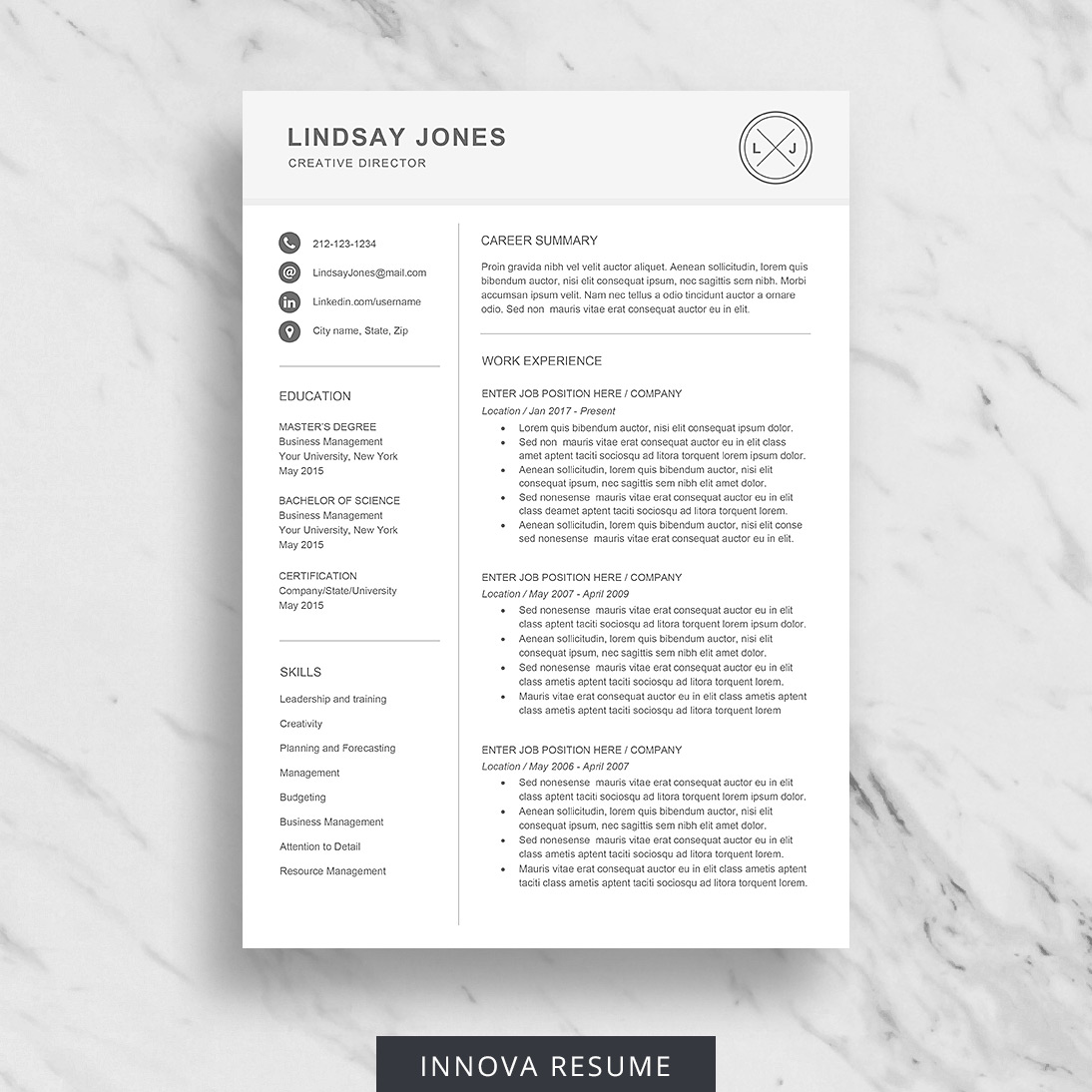 Modern Resume Template - Innova Resume