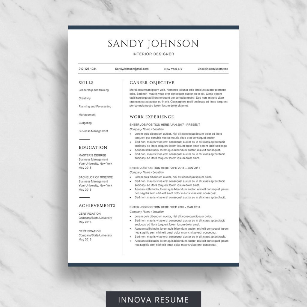 Clean Resume Template Design for Word Innova Resume Modern Resume