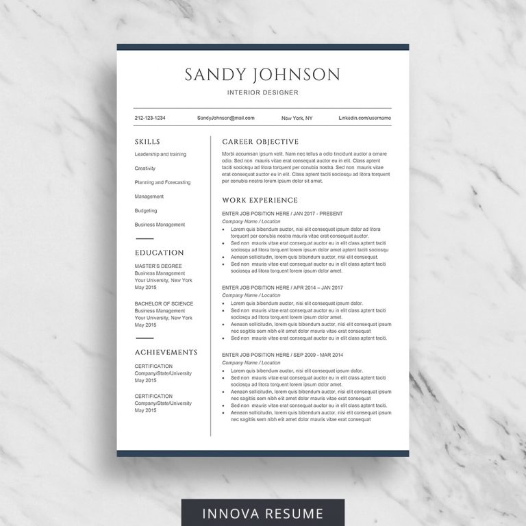 Clear resume template design for Word - Innova Resume | Modern Resume ...