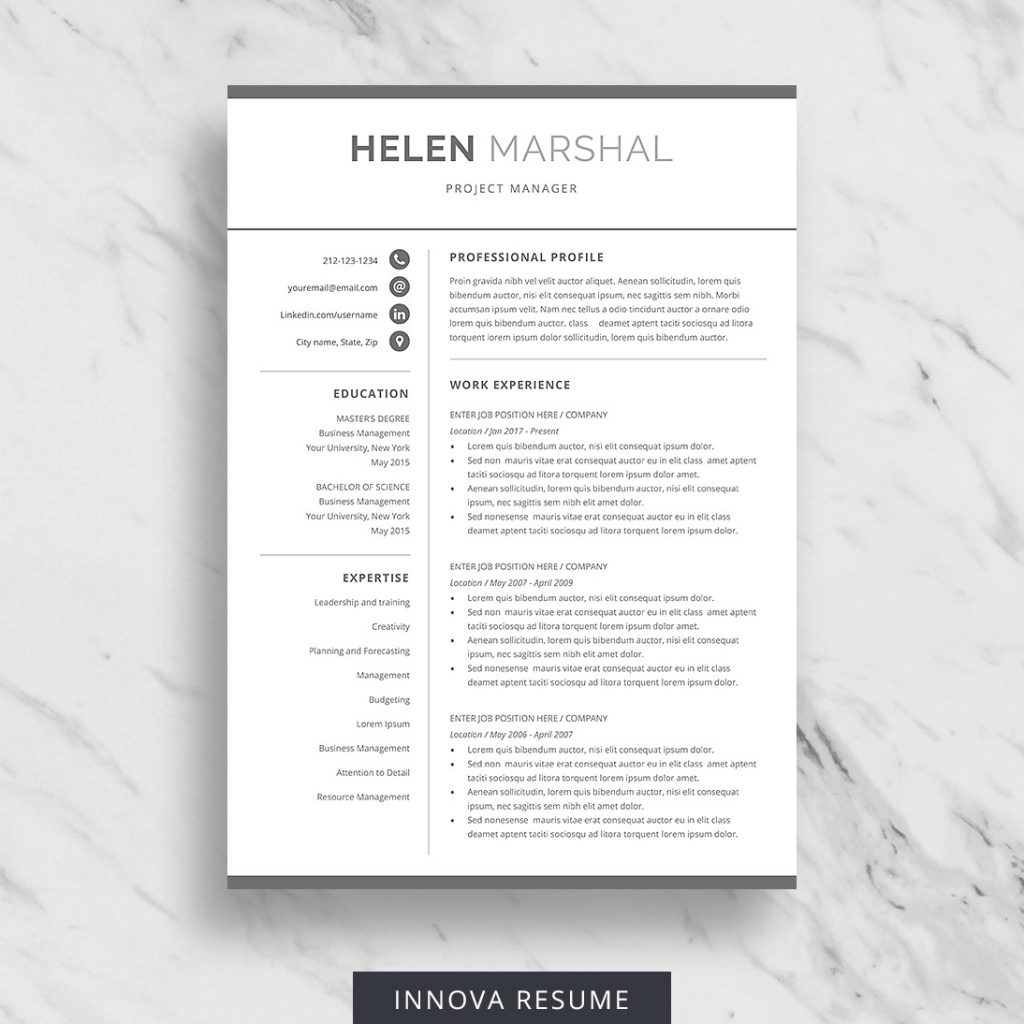 Simple Resume Template For Word Innova Resume Modern Resume Templates