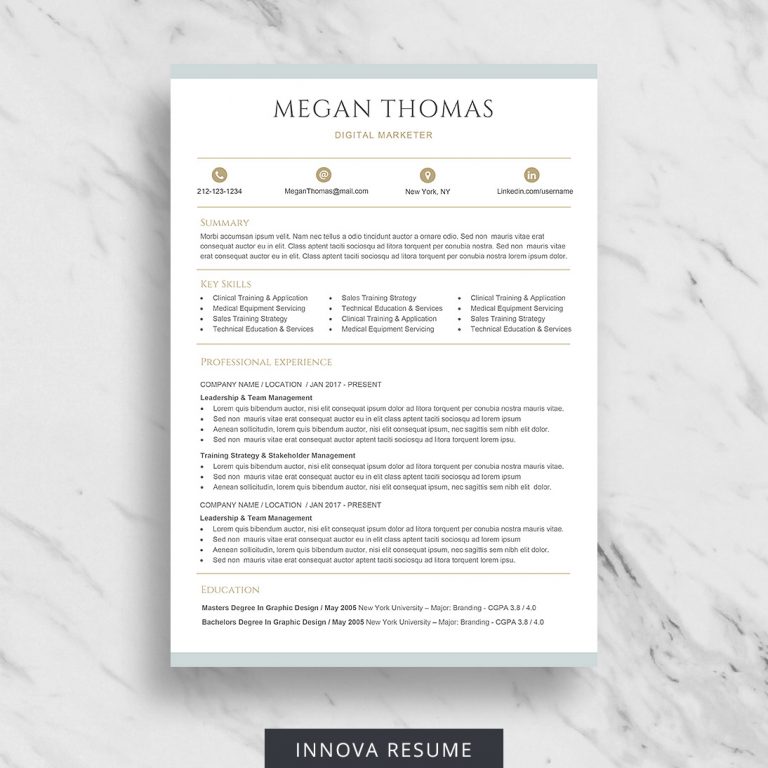 Career Change Resume Template For Word - Innova Resume 